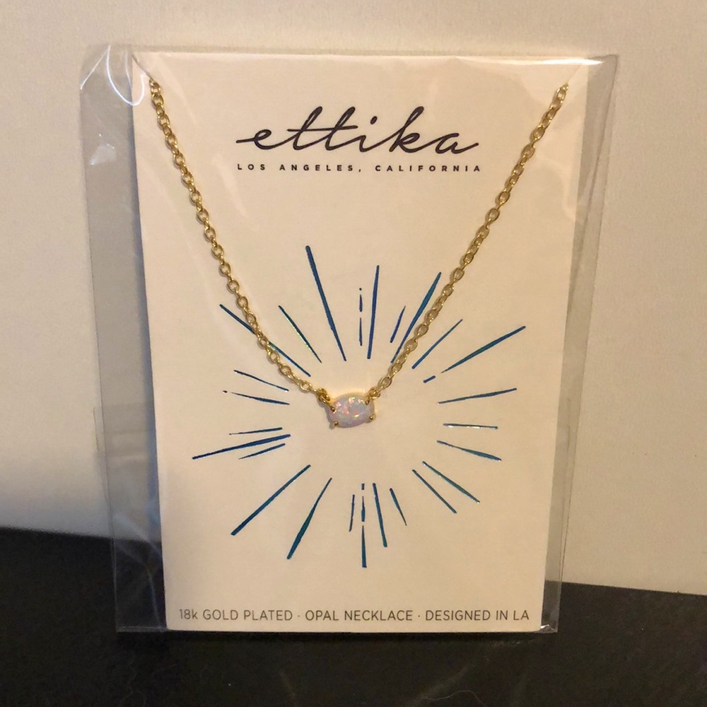 18k gold plated dainty Opal necklace